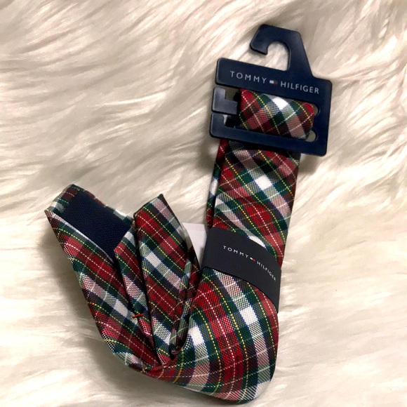 TOMMY HILFIGER Designer Boys Multicolor Plaid Tie NWT Holiday - Picture 1 of 6